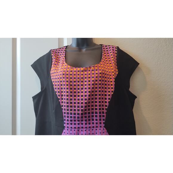 Lane Bryant Black Orange Purple Pink  Cap Sleeve Dress Size 20 - Picture 2 of 12